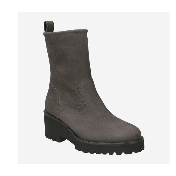 Paul Green Women's Newbury Suede Gray Leather Wedge Chunky Heeled Boots Size 7 - Picture 1 of 12